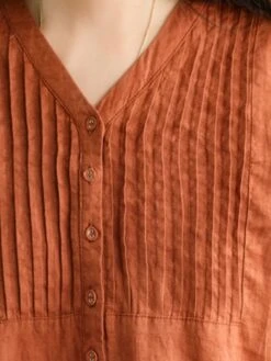 Women's Casual Dress Cotton Linen Dress White Dress Midi Dress Bamboo Fashion Modern Daily Vacation V Neck Ruched Patchwork Half Sleeve Summer Spring Fall 2023 Regular Fit White Blue Orange Plain M L -Slay Clothing Shop 0058de35 0a89 447d aed2 c466957f8d2e