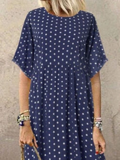 Women's Casual Dress Swing Dress Polka Dot Dress Long Dress Maxi Dress Green Blue Yellow Short Sleeve Polka Dot Print Spring Summer Crew Neck Basic Daily Weekend Loose Fit 2023 L XL XXL 3XL 4XL 5XL -Slay Clothing Shop 0089bad4 8aca 45de 8626 0a534531d169