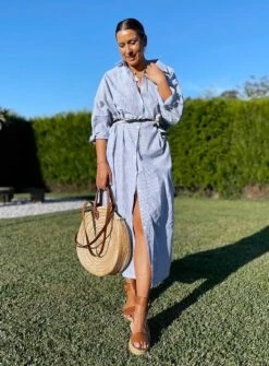 Women's Cotton Linen Maxi Shirt Dress Casual Split Long Sleeve For All Seasons 2024 Spring -Slay Clothing Shop 012555f7 9c4c 427f 8388 b68bb7529e80