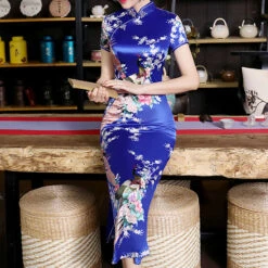 Women's Cheongsam Floral Mandarin Collar Chinoiserie Dress Long Dress Maxi Dress Light Pink Black Blue Short Sleeve Spring Summer Weekend S M L XL XXL 3XL 4XL 5XL 6XL -Slay Clothing Shop 01e267b6 3829 41aa 81b2 464768fa09ad