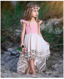 Kids Little Girls' Dress Casual Princess Color Block Tassel Pleated Asymmetric Blushing Pink Vacation Boho Dresses Summer -Slay Clothing Shop 034710e9 5d9a 4fcd a883 169eef0b1ac2