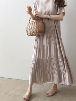 Women's Casual Dress Cotton Linen Dress Swing Dress Maxi Long Dress Cotton Blend Basic Casual Outdoor Daily Vacation Crew Neck Pocket Short Sleeve Summer Spring 2023 Loose Fit Black Navy Blue Sky Blue -Slay Clothing Shop 049e2eb2 b675 4ba8 85ac f9f29e2dbb7f