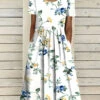 Women's Casual Dress Floral Print Ruched Print Crew Neck Midi Dress Basic Casual Daily Short Sleeve Summer Spring