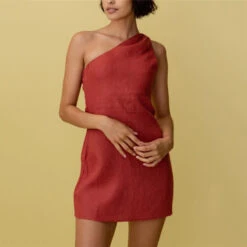 Women's Casual Dress Linen Dress Shift Dress Mini Dress Black White Red Sleeveless Pure Color Backless Spring Summer One Shoulder Vacation 2023 XS S M L XL XXL -Slay Clothing Shop 054d9cb3 d414 4fe1 b59f c2caf9ea93c5