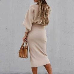 Women's Party Dress Work Dress Sheath Dress Midi Dress Black Red Beige Long Sleeve Pure Color Ruched Spring Fall Winter Crew Neck Fashion Office 2023 S M L XL XXL -Slay Clothing Shop 09eab306 083d 4393 8030 df06b2c2b6ff
