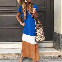 Women's T Shirt Dress Tee Dress Maxi Long Dress Black Blue Gray Yellow Red Short Sleeve Color Block Patchwork Spring Summer Round Neck Casual Boom Sale Dress S M L XL XXL 3XL 4XL 5XL -Slay Clothing Shop 0b4b44ba b5f5 409e bd0f 93586b550e0d
