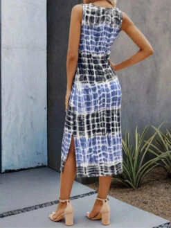 Women's Tank Dress Summer Dress Plaid Tie Dye Print Split Crew Neck Midi Dress Fashion Streetwear Outdoor Daily Sleeveless Regular Fit Yellow Red Blue Summer Spring S M L XL XXL -Slay Clothing Shop 0c3879f2 a0ac 495e 8a85 6d7a57aff4b1