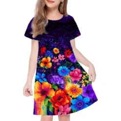 Kids Little Girls' Dress Princess Party Color Graphic Patterned A Line Dress Daily Holiday Vacation Print Pink Gold Short Sleeve Casual Cute Sweet Dresses Spring Summer Regular Fit 3-12 Years -Slay Clothing Shop 0cdb46c2 9a25 4545 bccd c4974ab4ec96