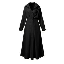 Women's Shirt Dress Casual Dress Swing Dress Maxi Long Dress Outdoor Office Holiday Polyester Basic Modern Shirt Collar Ruched Pocket Long Sleeve Summer Spring Fall 2023 Regular Fit Black Army Green -Slay Clothing Shop 0cebf882 7f18 4f85 a439 4707b632bd78