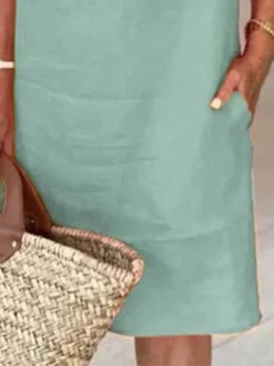 Women's Cotton Linen Blend Midi Shift Dress Sleeveless Pocket Loose Fit Summer Spring 2024 Spring -Slay Clothing Shop 0d0a3881 75f7 4fe4 ba5e 80dad55c6b1a