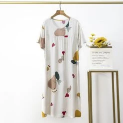 Cotton Silk Nightdress Women's Summer Thin Section Large Size Cartoon Short-sleeved Pajamas Artificial Cotton Long Dress Outerwear Home Service -Slay Clothing Shop 0d8af7dd f0da 436b bf8b 4e9ba4ad2b37