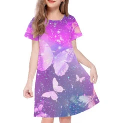 Kids Little Girls' Dress Princess Party Color Graphic Patterned A Line Dress Daily Holiday Vacation Print Pink Gold Short Sleeve Casual Cute Sweet Dresses Spring Summer Regular Fit 3-12 Years -Slay Clothing Shop 0e421d88 051e 4697 8ddf d581e2f27139