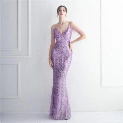 Mermaid / Trumpet Evening Gown Sparkle & Shine Dress Formal Wedding Guest Floor Length Short Sleeve Spaghetti Strap Polyester With Beading Sequin 2024 -Slay Clothing Shop 0f405b66 173b 4cc9 a8f7 0c65f3da0b14