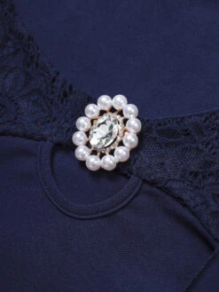 Women's Plus Size Work Dress Chiffon Dress Swing Dress Solid Color Long Dress Maxi Dress 3/4 Length Sleeve Lace Layered V Neck Fashion Outdoor Wine Dark Blue Summer Spring L XL XXL 3XL 4XL -Slay Clothing Shop 1075b09e 05da 4a97 a384 b3cec861357d