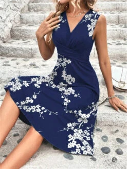 Women's Floral Print V Neck Midi Dress Daily Date Sleeveless Summer Spring -Slay Clothing Shop 1271ceaf 1846 4142 9275 1e7573a9f691