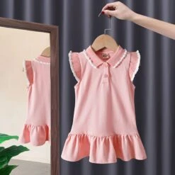 Kids Girls' Dress Solid Color Cartoon Short Sleeve Performance Active Adorable Cotton Knee-length White Dress A Line Dress Summer Dress Summer Spring 3-7 Years 794-blue 839-pink 085-pink -Slay Clothing Shop 12dbfe4c 28c7 48b9 affa d3100b34304a