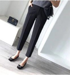 Women‘s Dress Work Pants Chinos Slacks Ankle-Length Pocket Mid Waist Formal Work Daily Black 1# Black S M Summer Spring & Fall