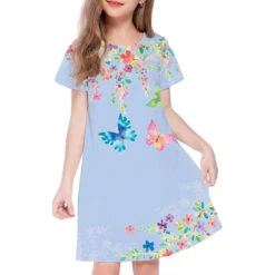 Kids Little Girls' Dress Floral Butterfly Animal A Line Dress Daily Holiday Vacation Print White Above Knee Short Sleeve Casual Cute Sweet Dresses Spring Summer Regular Fit 3-12 Years -Slay Clothing Shop 136694c0 dd6b 4c04 bfad d2f8a03fdd26
