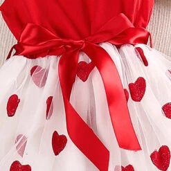 Kids Girls' Dress Solid Color Heart Short Sleeve School Adorable Daily Cotton Knee-length Summer Dress Summer Spring 3-7 Years Red -Slay Clothing Shop 166b8715 0af4 41bb 8029 610190740ea5