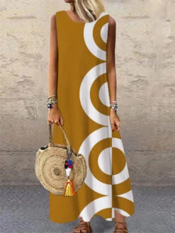 Women's Shift Dress Long Dress Maxi Dress Black Sleeveless Geometric Print Spring Summer Crew Neck S M L XL XXL 3XL -Slay Clothing Shop 1850eadb c5e7 479a 8f6e e60ebf8a140b