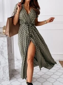 Women's Long Dress Maxi Dress Casual Dress Wrap Dress Summer Dress Polka Dot Fashion Casual Daily Holiday Vacation Drawstring Print Short Sleeve V Neck Dress Loose Fit Black Pink Blue Summer Spring S -Slay Clothing Shop 1864569f 4670 4159 a521 f5abac008afd