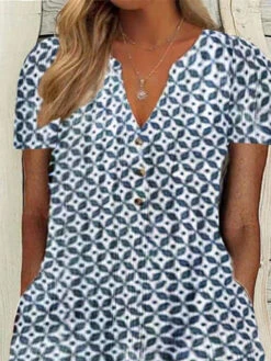 Women‘s Plus Size Curve Casual Dress A Line Dress Floral Midi Dress Short Sleeve Pocket Print V Neck Fashion Daily Blue Green Summer Spring L XL XXL 3XL -Slay Clothing Shop 1a7b1b4a 240f 4236 92a8 b60abbea849c