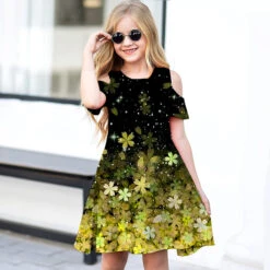 Kids Little Girls' Dress Floral A Line Dress Daily Holiday Vacation Print Green Blue White Above Knee Short Sleeve Casual Cute Sweet Dresses Spring Summer Regular Fit 3-12 Years -Slay Clothing Shop 1a8599ae b2d9 4120 b754 ca0d1a61e691