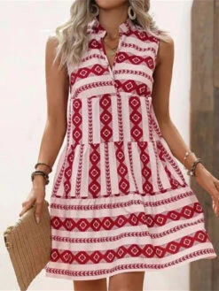 Women's Tank Dress Summer Dress Geometric Stripe Print V Neck Mini Dress Fashion Modern Daily Holiday Sleeveless Loose Fit Black White Red Summer Spring S M L XL XXL -Slay Clothing Shop 1b6bde58 549a 489d bdec ea42027b64ea