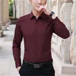 Men's Dress Shirt Button Up Shirt Wine Sea Blue Black Long Sleeve Solid / Plain Color Turndown Summer Spring Wedding Formal Evening Clothing Apparel Buckle -Slay Clothing Shop 1bea6453 16f5 42e3 a1f7 a0ae760ebb81
