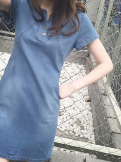 Women's Denim Dress Casual Dress Midi Dress Denim Fashion Casual Outdoor Daily V Neck Button Pocket Short Sleeve Summer Spring -Slay Clothing Shop 1c3bcd80 0e97 45b0 b850 77a60315aea0