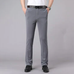 Men's Dress Pants Trousers Pocket Straight Leg Solid Colored Comfort Wedding Office Business Streetwear Casual Black Deep Blue Micro-elastic -Slay Clothing Shop 1c586861 21da 4502 a4f4 64dd5f510d6d