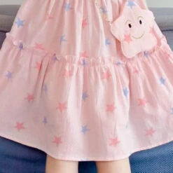 Kids Girls' Dress Star Short Sleeve Casual Casual Sweet Cotton Above Knee Casual Dress A Line Dress Summer Spring 3-12 Years Pink Blue -Slay Clothing Shop 1c59d339 c2dd 4e0d 8b49 a72219ee0ff7