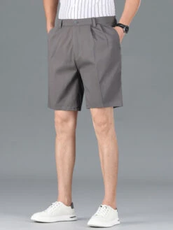 Men's Shorts Dress Shorts Bermuda Shorts Pocket Plain Comfort Breathable Outdoor Daily Going Out 100% Cotton Fashion Casual Black Khaki
