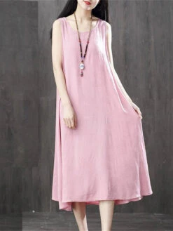 Women's Swing Dress Tank Dress Plain Loose Crew Neck Midi Dress Fashion Basic Daily Holiday Sleeveless Loose Fit Black Pink Purple Summer Spring M L XL XXL 3XL -Slay Clothing Shop 1e37d3ad b46b 4fde 8560 03fa31bff7bf