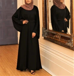Women's Casual Dress Swing Dress Kaftan Dress Long Dress Maxi Dress Dark Brown Wine Black Long Sleeve Pure Color With Belt Winter Fall Spring Crew Neck Muslim Winter Dress Daily Vacation Loose Fit -Slay Clothing Shop 201192d2 8156 4e3b 8f04 5d0084bdfe22