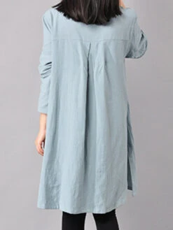 Women's Cotton Linen Dress Casual Dress Mini Dress Cotton Blend Basic Casual Outdoor Daily Vacation V Neck Button Pocket Long Sleeve Spring Fall Autumn 2023 Loose Fit Yellow Red Navy Blue Pure Color -Slay Clothing Shop 223b1854 a6b6 4164 a00b 6cd0f5892d0a