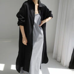Women's Linen Dress Shirt Dress Casual Dress Maxi Long Dress Winter Dress Daily Holiday Polyester Casual Mature Shirt Collar Button Up Zipper Long Sleeve Summer Spring Loose Fit Pure Color -Slay Clothing Shop 2281d7c4 8aab 4d8e b28e 8258782e984a