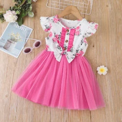 Kids Girls' Floral Dress Floral Flower Short Sleeve Casual Fashion Daily Cotton Above Knee Casual Dress A Line Dress Summer Spring 0-5 Years Champagne Yellow Pink -Slay Clothing Shop 2345da11 f97d 4beb b276 072421854e4b