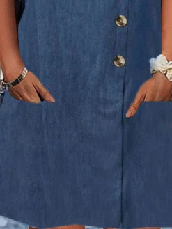 Women's Denim Dress Casual Dress Midi Dress Denim Basic Modern Outdoor Daily Square Neck Button Pocket Sleeveless Summer Spring 2023 Loose Fit Blue Plain S M L XL 2XL -Slay Clothing Shop 24b3dc07 1376 43f1 bb8f 19abd3bdbeec