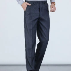 Men's Dress Pants Trousers Pocket Elastic Waist Plain Breathable Outdoor Full Length Wedding Business Casual Classic Casual Black Dark Gray High Waist Micro-elastic