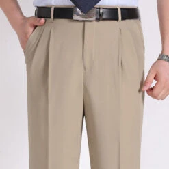 Men's Dress Pants Trousers Casual Pants Pleated Pants Pocket Plain Comfort Breathable Wedding Business Casual Retro Vintage Classic Yellow Light Green High Waist Stretchy