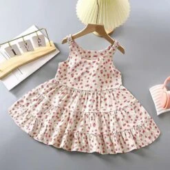 Kids Girls' Floral Dress Cartoon Sleeveless Casual Active Daily Cotton Knee-length Floral Dress Summer Dress Summer Spring 3-10 Years Floral Blue Background Red Flower On White Background Wishful -Slay Clothing Shop 27c12923 fc87 4d1d 88a2 3a4ae7bec661