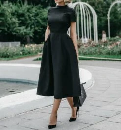 Women's Black Dress Plaid Dress Party Dress Midi Dress Black White Blue Short Sleeve Pure Color Ruched Summer Spring Fall Crew Neck Elegant Office Wedding Guest Birthday 2023 S M L XL XXL