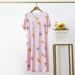 Cotton Silk Nightdress Women's Summer Thin Section Large Size Cartoon Short-sleeved Pajamas Artificial Cotton Long Dress Outerwear Home Service -Slay Clothing Shop 2ad51f27 48d5 49c5 89be 6f76667a71ec
