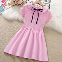 Kids Girls' Dress Solid Colored Short Sleeve School Sports & Outdoor Daily Puff Sleeve Print Basic 90% Cotton Knee-length Summer 3-10 Years Pink Blue 11 Kids Girls' Dress Solid Colored Short Sleeve School Sports & Outdoor Daily Puff Sleeve Print Basic 90% Cotton Knee-length Summer 3-10 Years Pink Blue -Slay Clothing Shop 2c0d95ec 574e 4580 878c 9f70157b8fe9