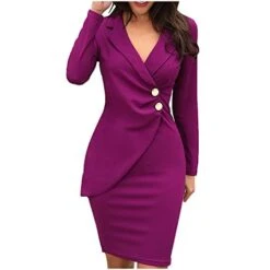 Women‘s Work Dress Jacket Dress Blazer Dress Church Dress Midi Dress Black Wine Blue Long Sleeve Fall Winter Autumn V Neck Party Party Winter Dress Evening Party 2023 S M L XL 2XL 3XL