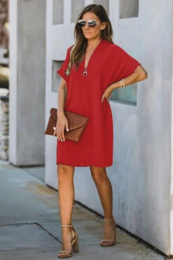 Women's Casual Dress Midi Dress Black White Yellow Short Sleeve Pure Color Summer Spring V Neck Hot 2023 S M L XL XXL -Slay Clothing Shop 2c37afff b658 4ff1 bac1 25e7fe5dd082