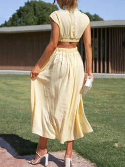 Women's Prom Dress Party Dress Wedding Guest Dress Long Dress Maxi Dress Black Yellow Red Sleeveless Pure Color Pleated Summer Spring Fall Stand Collar Fashion Evening Party Wedding Guest Vacation -Slay Clothing Shop 2ca633a1 b3f3 45cd 9704 50aa34777061