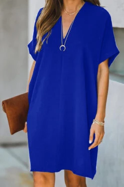 Women's Casual Dress Midi Dress Black White Yellow Short Sleeve Pure Color Summer Spring V Neck Hot 2023 S M L XL XXL -Slay Clothing Shop 2da45a3c d674 4765 81f4 dab2f69e200a