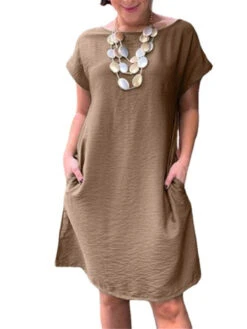 Women's Casual Dress Cotton Linen Dress Shift Dress Midi Dress Cotton Blend Basic Classic Outdoor Daily Boat Neck Pocket Rolled Cuff Short Sleeve Summer Spring 2023 Loose Fit Black Camel Brown Pure 9 Women's Casual Dress Cotton Linen Dress Shift Dress Midi Dress Cotton Blend Basic Classic Outdoor Daily Boat Neck Pocket Rolled Cuff Short Sleeve Summer Spring 2023 Loose Fit Black Camel Brown Pure -Slay Clothing Shop 2e071c81 e42c 4dd7 bbf4 6351608ae1e9